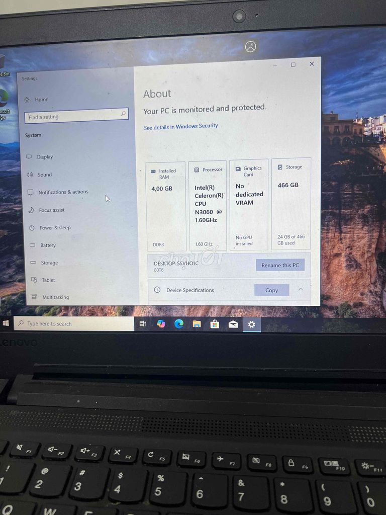 Lenovo Celeron N3060 4GB/466GB. Mua bán Laptop tại Huyện Sóc Sơn Hà Nội được đăng bởi Kiên PC hình 1