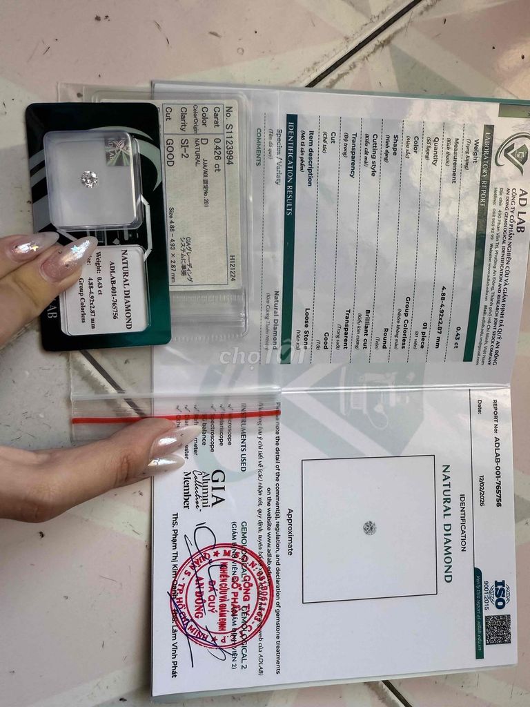 Kim cương tròn 0.43 ct SI-2. Mua bán Đồ sưu tầm, đồ cổ tại Thành phố Thủ Dầu Một Bình Dương được đăng bởi Anh Tú hình 1