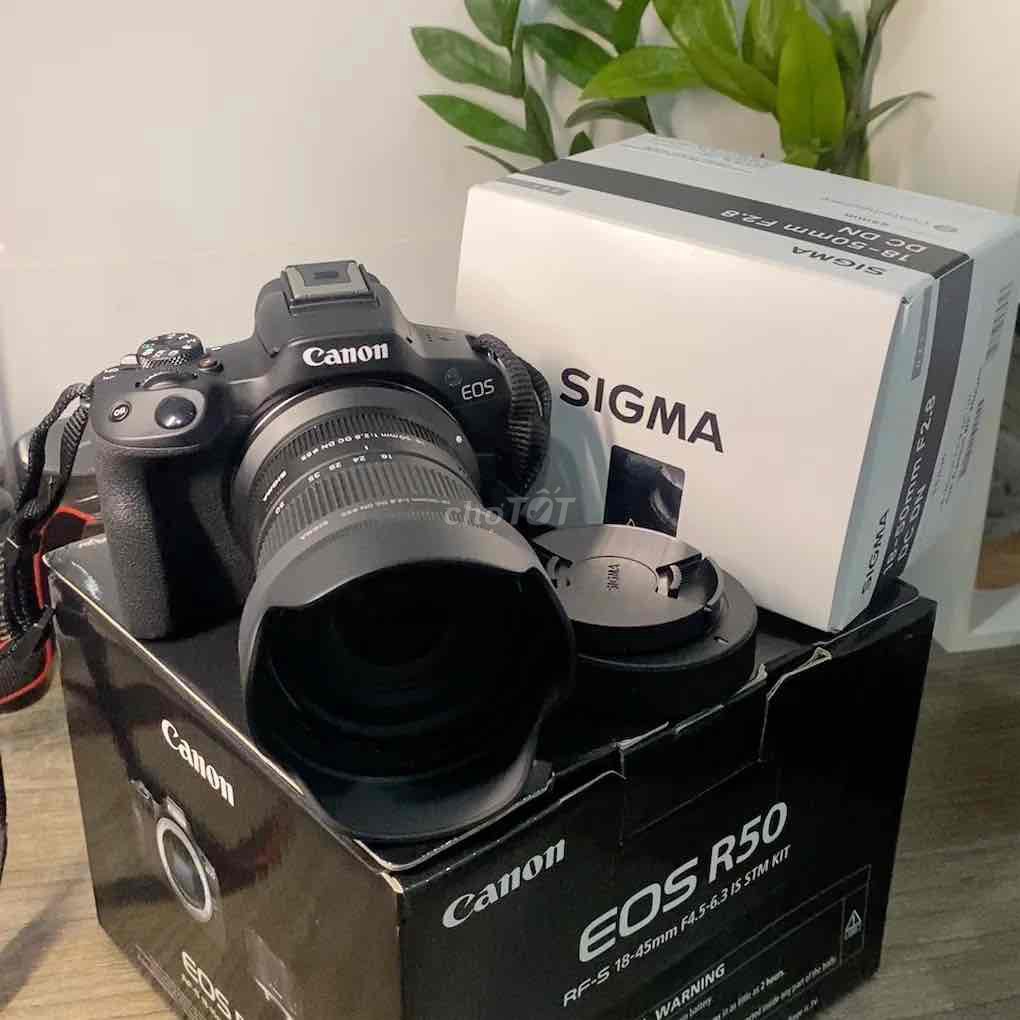 Máy ảnh Canon EOS R50 + Len sigma 18-50 mới 98%. Mua bán Máy ảnh, Máy quay tại Huyện Tánh Linh Bình Thuận được đăng bởi Ngọc Nhiên Lê hình 1