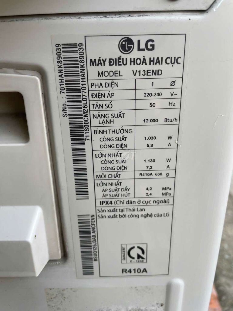 Cần bán lại máy lạnh lg inverter 1.5 ngựa