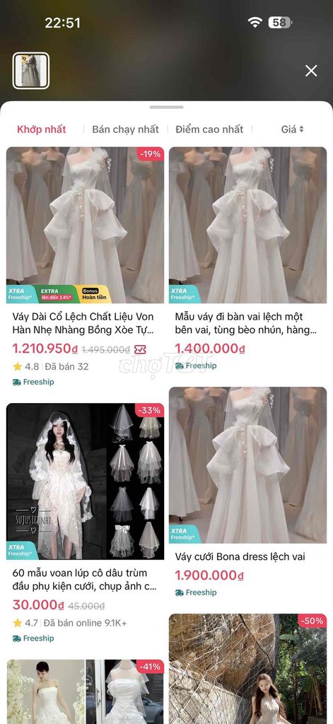 Váy cưới Nữ Trắng size M. Mua bán Quần áo tại Huyện Bến Lức Long An được đăng bởi nhii hình 1