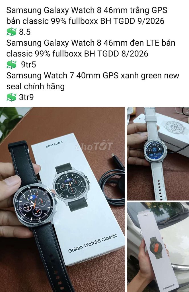 Samsung watch 8 46mm classic trắng đen gps, lte. Mua bán Thiết bị đeo thông minh tại Quận Thanh Khê Đà Nẵng được đăng bởi TT PHONE hình 1