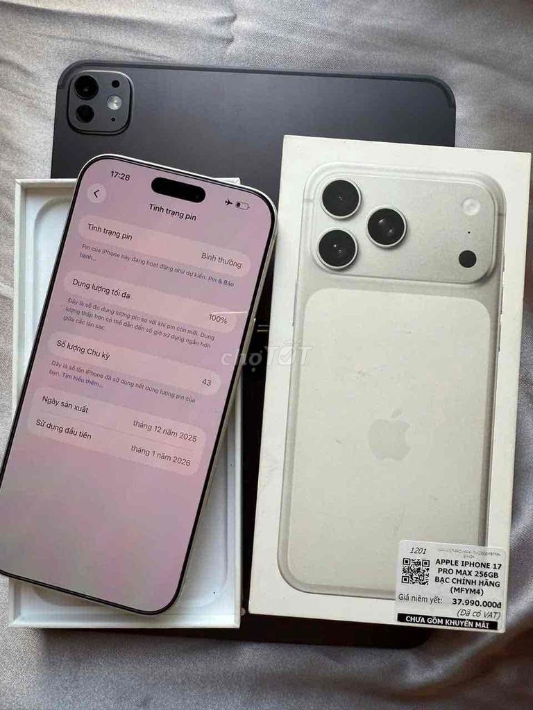 Apple iPhone 17 Pro Max 256GB Trắng ZP/A Như mới. Mua bán Điện thoại tại Quận Bình Tân Tp Hồ Chí Minh được đăng bởi A vinh hình 1
