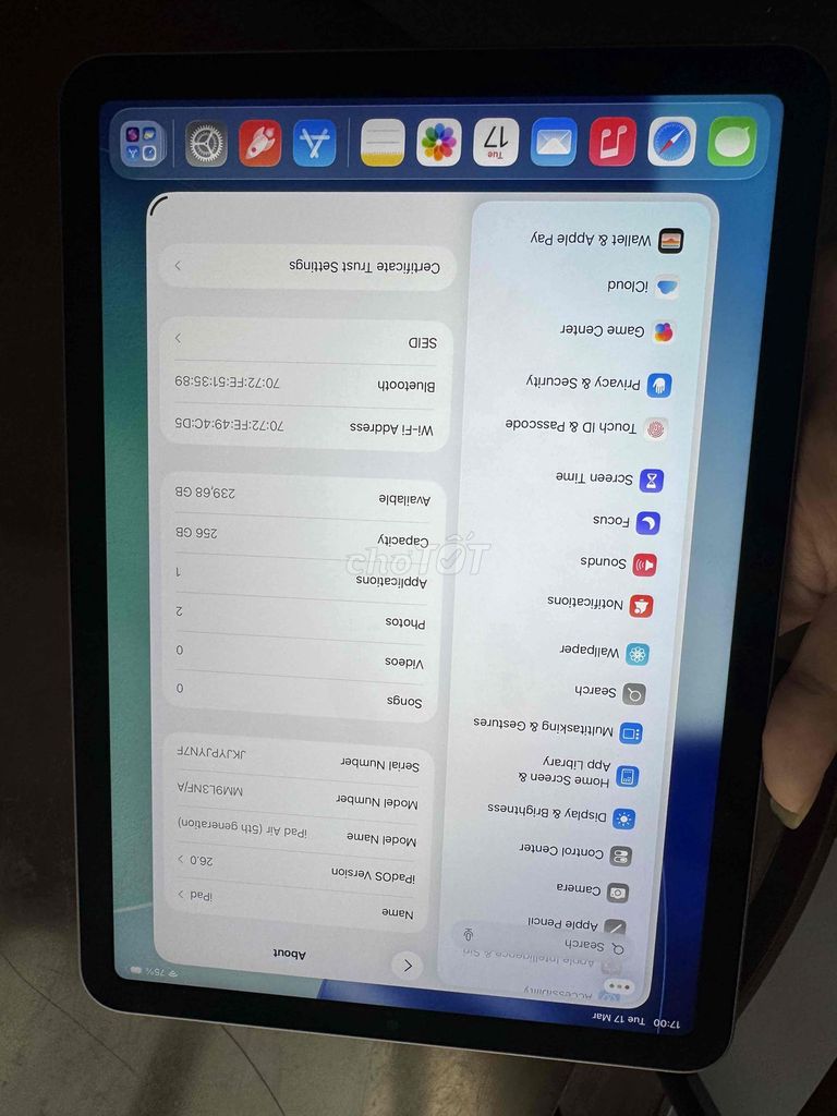 Apple iPad Air 5 256GB Xám Như mới. Mua bán Máy tính bảng tại Quận Hà Đông Hà Nội được đăng bởi Dũng hình 1