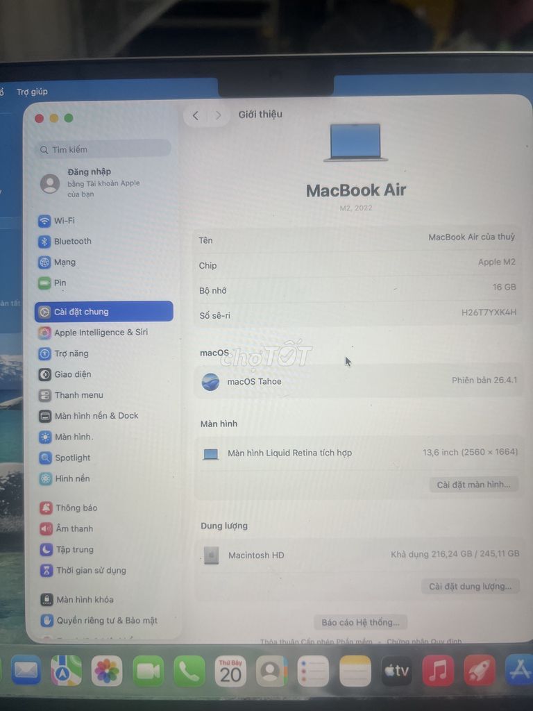 Apple MacBook Air M2 13.6 inch 16GB/256GB Like New. Mua bán Laptop tại Huyện Lục Nam Bắc Giang được đăng bởi Gấu Thùy hình 1