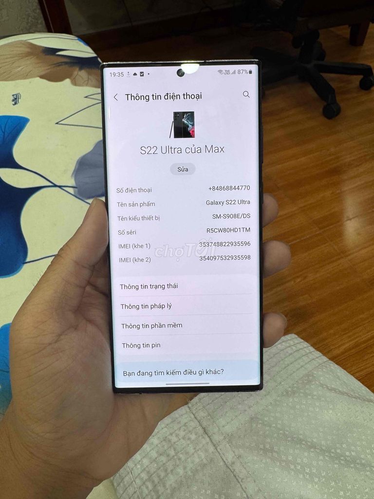 Samsung Galaxy S22 Ultra Đen 2 sim Việt Nam. Mua bán Điện thoại tại Thành phố Thủ Đức Tp Hồ Chí Minh được đăng bởi DK Store hình 1
