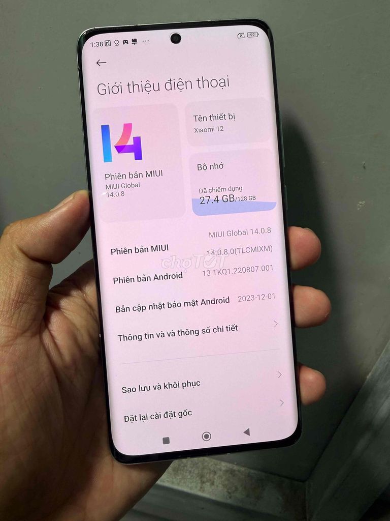 xiaomi 12 128gb. Mua bán Điện thoại tại Thành phố Tây Ninh Tây Ninh được đăng bởi cầm đồ  hình 1