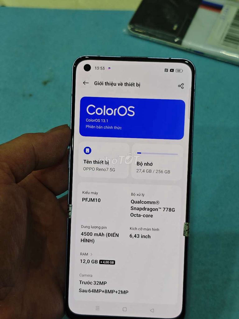 Oppo Reno 7 12/256GB Bạc. Mua bán Điện thoại tại Quận Hoàng Mai Hà Nội được đăng bởi Nguyennoi hình 1