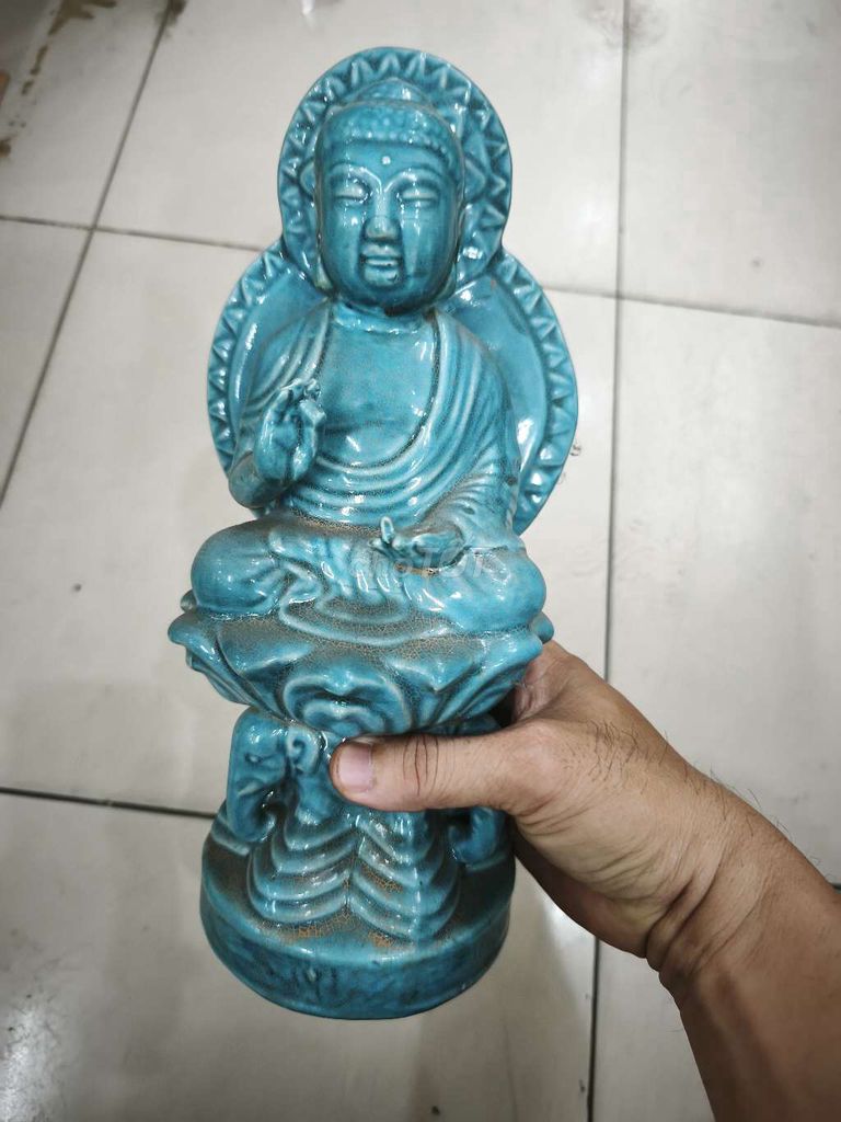 Tượng Phật Gốm sứ Xanh lam 30cm. Mua bán Đồ sưu tầm, đồ cổ tại Quận 11 Tp Hồ Chí Minh được đăng bởi Huong 89 hình 1
