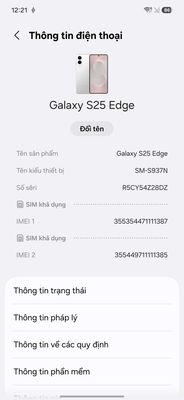 Samsung S25 Edge 256GB Bạc 