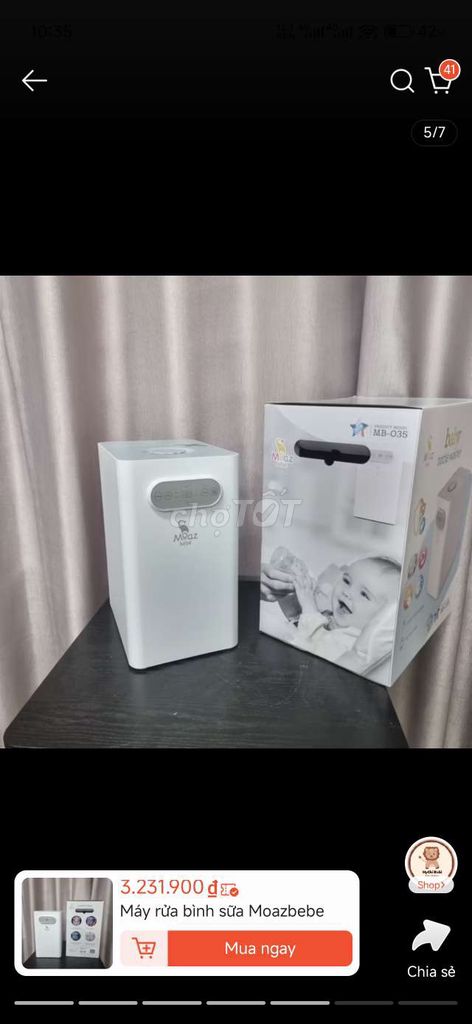 Máy rửa bình sữa Moazbebe MB-035 Trắng. Mua bán Mẹ và bé tại Quận Hoàng Mai Hà Nội được đăng bởi Nguyễn Huyền Trang hình 1