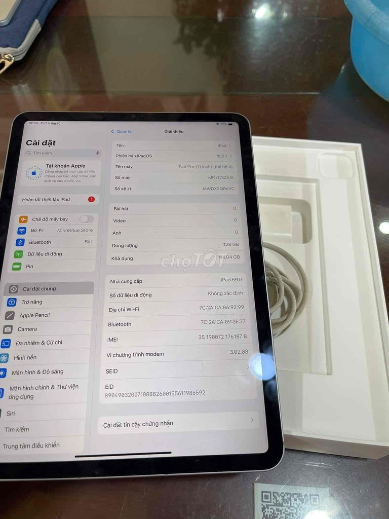 iPad Pro M2 2022 128GB có 5G hàng VN fullbox