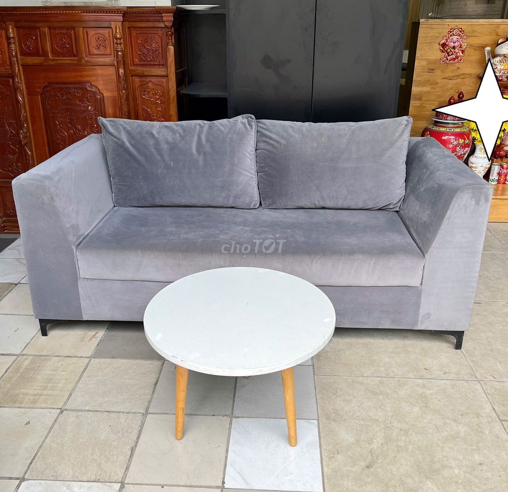 Thanh lý Bộ ghế sofa nệm bọc vải nhung mới 90%