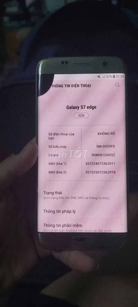 Samsung Galaxy S7 Edge Like New. Mua bán Điện thoại tại Thành phố Qui Nhơn Bình Định được đăng bởi Hội Đồ Điện Tử hình 1