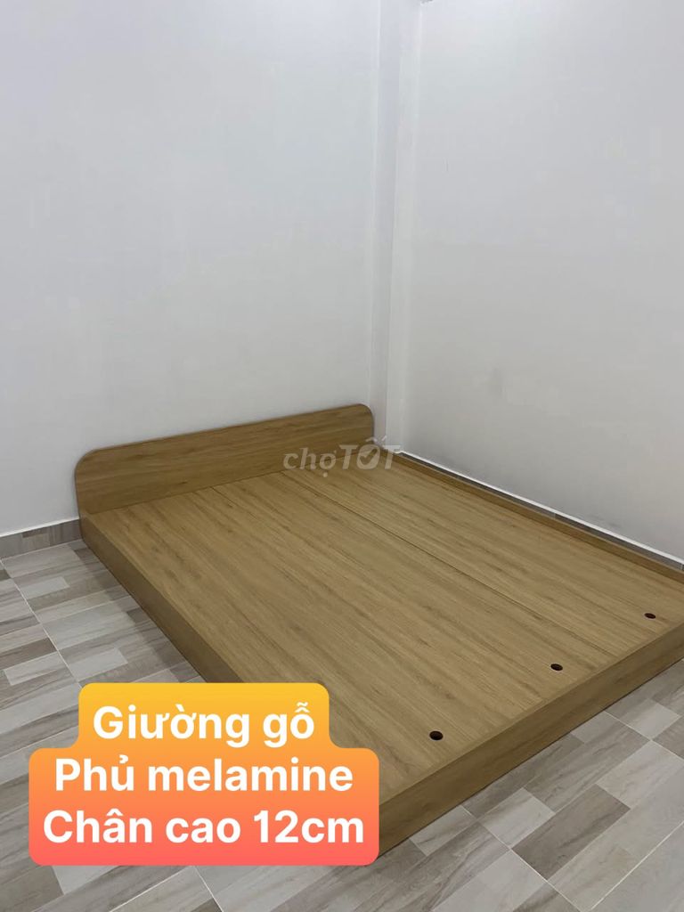 Giườngggg gỗ phủ melamine chânnn cao 12cmmm