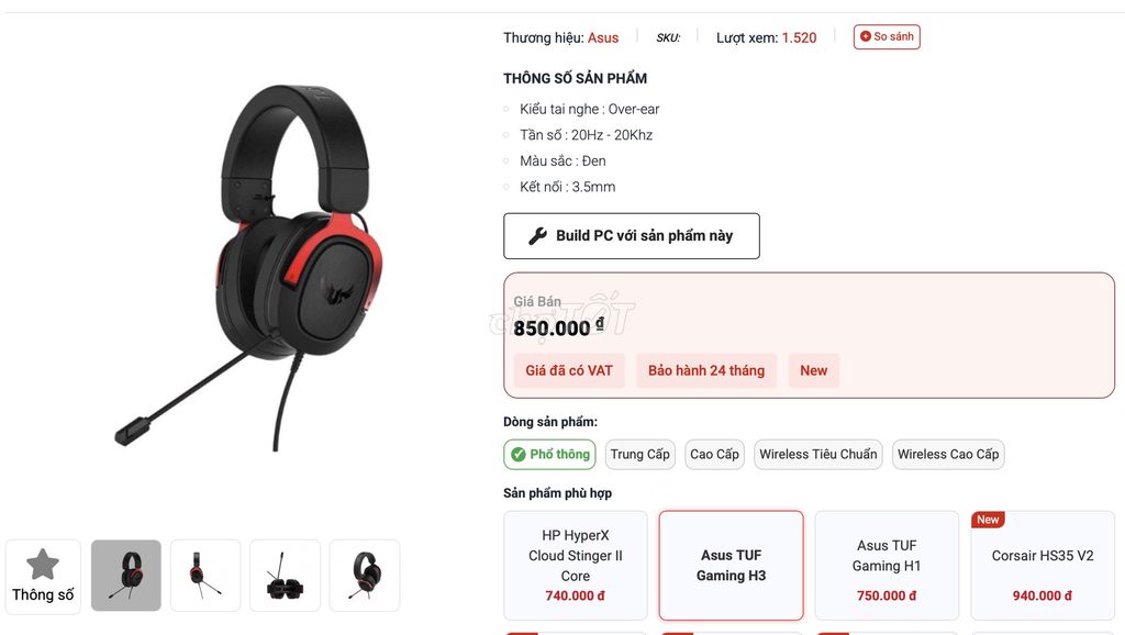 Tai nghe gaming Asus TUF H3 Đen. Mua bán Thiết bị đeo thông minh tại Thị xã Tân Uyên Bình Dương được đăng bởi Phạm Cần hình 1