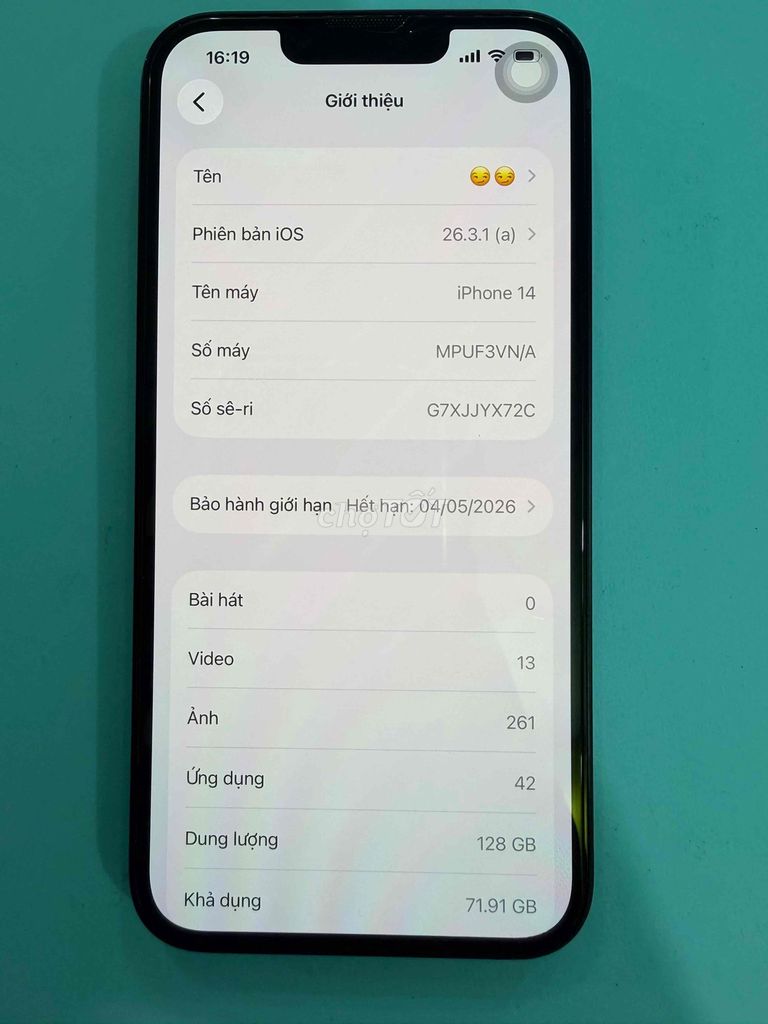 Apple iPhone 14 128GB Đã qua sử dụng. Mua bán Điện thoại tại Quận 7 Tp Hồ Chí Minh được đăng bởi Mạnh Hùng hình 1