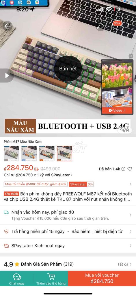 pass FREEWOLF M87 + chuột Bluetooth X7