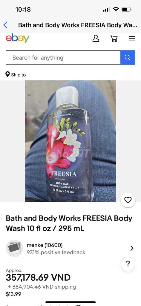 Sữa tắm Bath and Body Works FREESIA Xách tay Mỹ