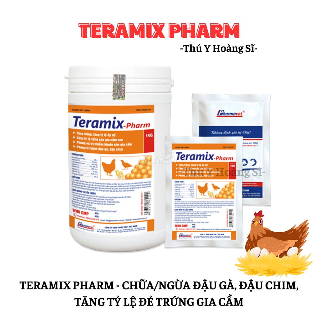 2goi Teramix Pharm Chữa đậu gà tăng tỷ lệ đẻ trứng