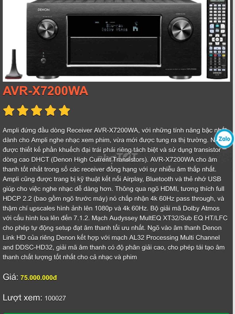 DENON -AVR-X7200WA khủng long hết số. Mua bán Tivi, Âm thanh tại Quận Tân Phú Tp Hồ Chí Minh được đăng bởi Quân minh hình 1