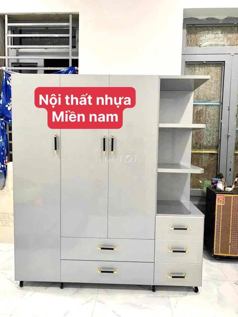 tủ Taiwan tủ quần áo 3 cánh mở liền kệ ngang 1m6!!