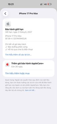 iPhone 17 Pro Max 512GB Trắng VN mới 100%