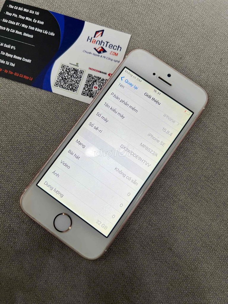 Apple iPhone SE 32GB Hồng Đã sử dụng. Mua bán Điện thoại tại Quận 3 Tp Hồ Chí Minh được đăng bởi Hạnh Tech hình 1