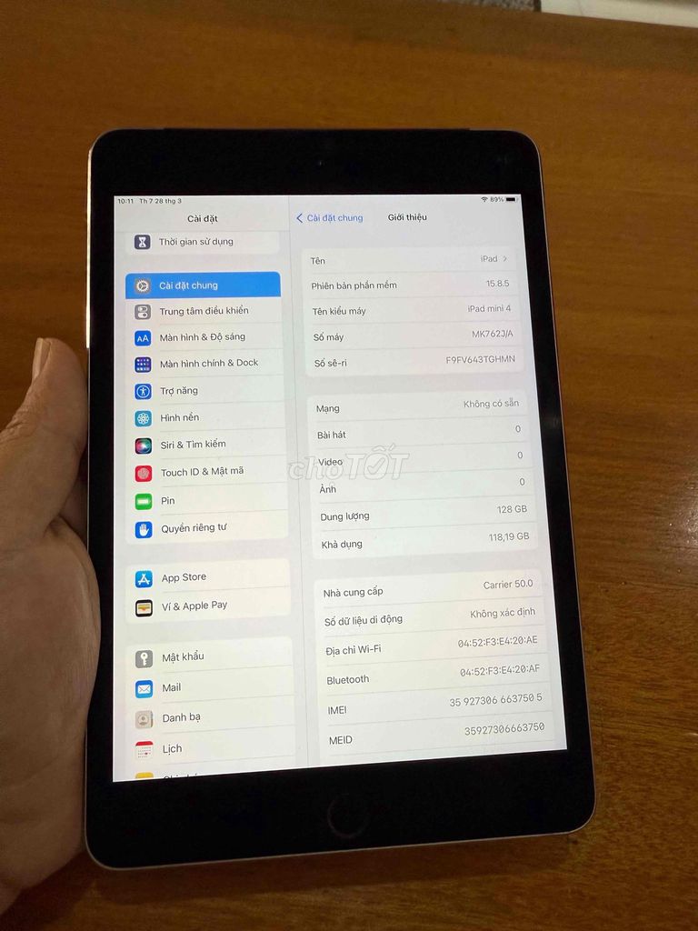 Apple iPad mini 4 128GB Xám. Mua bán Máy tính bảng tại Thành phố Hội An Quảng Nam được đăng bởi a ty hình 1