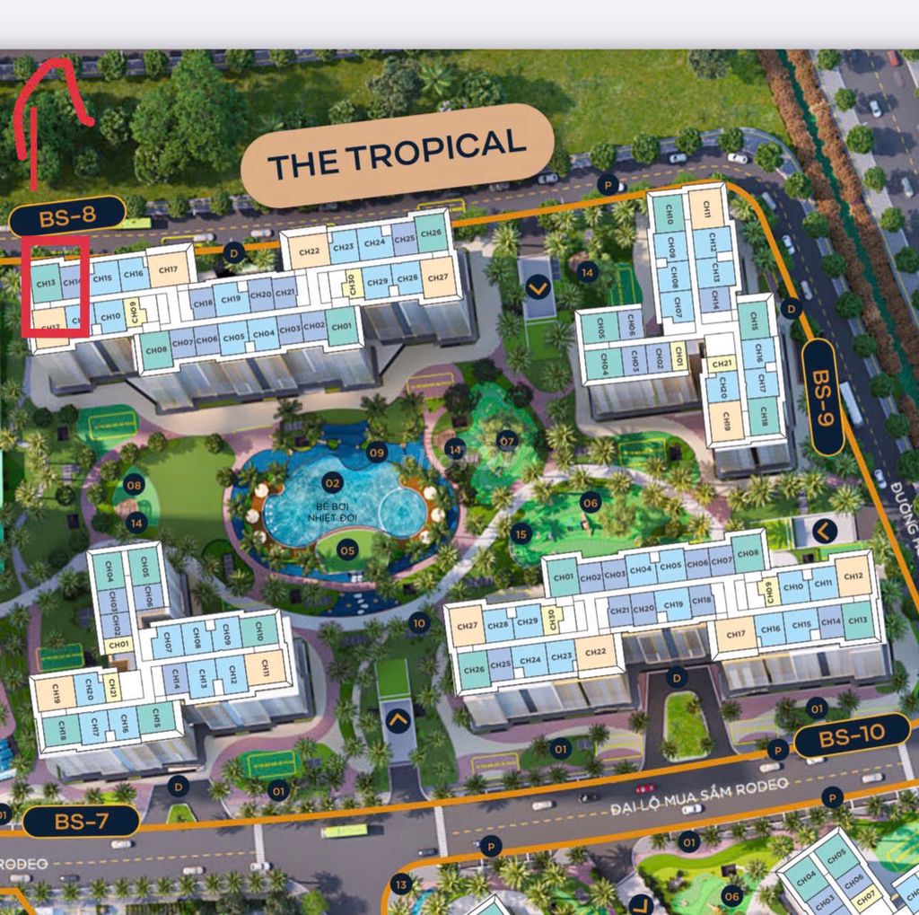 THE TROPICAL - KHU BS - BÁN  CĂN 2PN+ 1 CĂN GÓC TỪ CĐT 3TY130