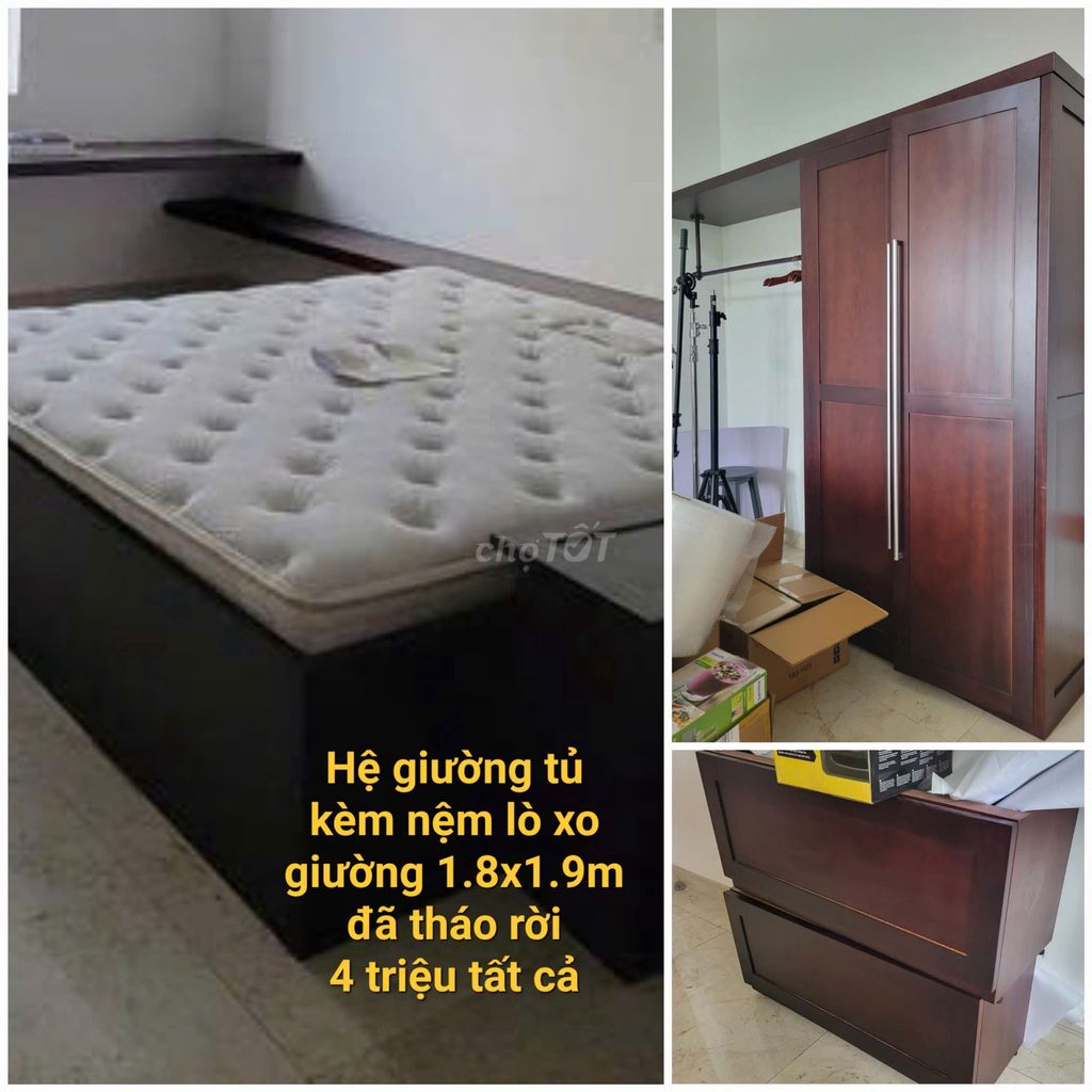 Bộ nội thất phòng ngủ gỗ 1m8x1m9 . Mua bán Giường, chăn ga gối nệm tại Quận 7 Tp Hồ Chí Minh được đăng bởi Kỳ Duyên hình 1