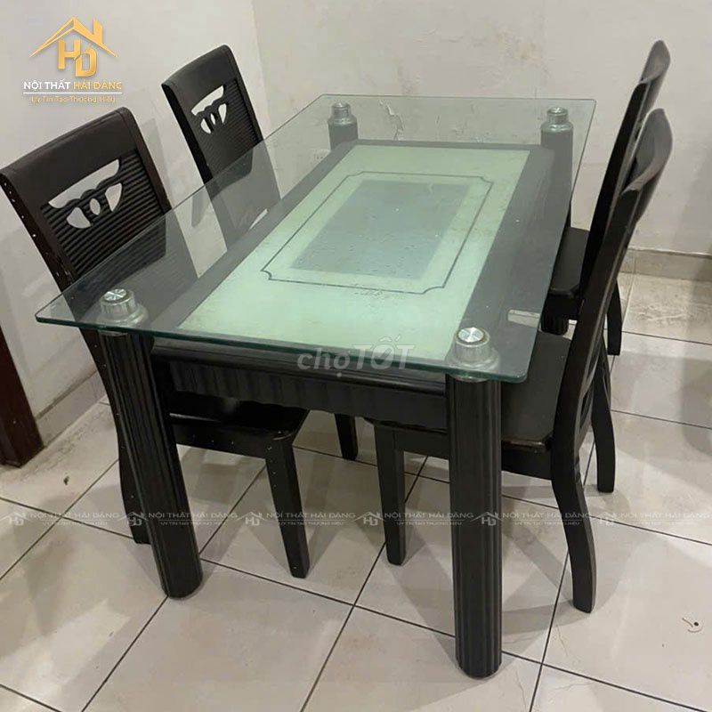 Bộ Bàn Ăn Kính Gỗ 4 Ghế Nâu Đen Đẹp 90%. Mua bán Bàn ghế tại Quận Tân Phú Tp Hồ Chí Minh được đăng bởi Công Ty TNHH TM DV INKPRO hình 1