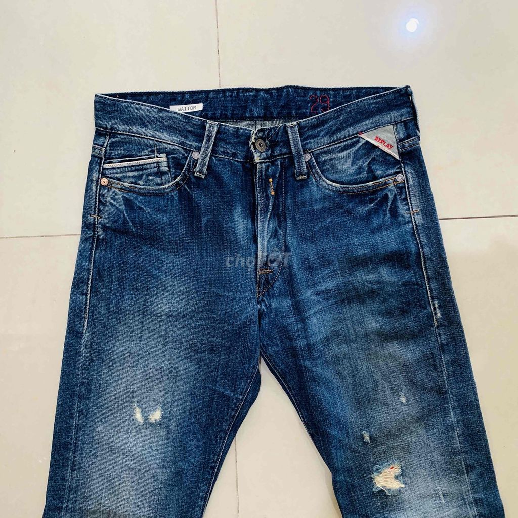 Quần jean Replay Waitom nam xanh cotton size 29. Mua bán Quần áo tại Quận 12 Tp Hồ Chí Minh được đăng bởi Khánh dânchơisecondhand  hình 1