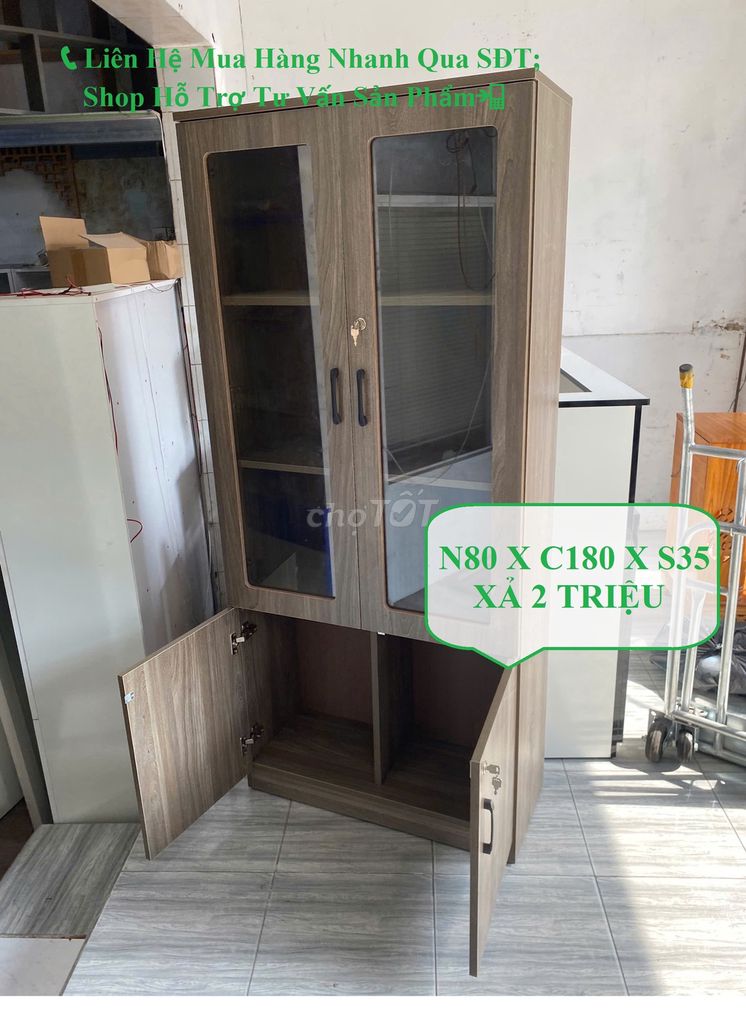TỦ HỒ SƠ 80X180X35CM FULL VÁN GỖ CỬA LỒNG KÍNH . Mua bán Tủ, kệ gia đình tại Quận Tân Phú Tp Hồ Chí Minh được đăng bởi Nội Thất Bàn Tủ Kệ Cửa Hàng Và Văn Phòng hình 1