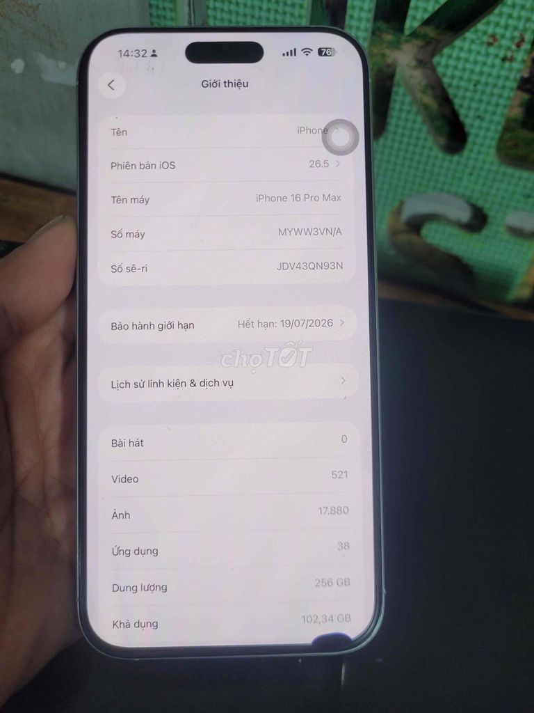 Apple iPhone 16 Pro Max 256GB trắng gl. Mua bán Điện thoại tại Quận 12 Tp Hồ Chí Minh được đăng bởi ha tuyen pham hình 1