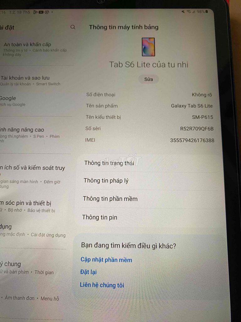 Samsung Galaxy Tab S6 Lite Đen. Mua bán Máy tính bảng tại Quận 3 Tp Hồ Chí Minh được đăng bởi Mẫn Huỳnh hình 1