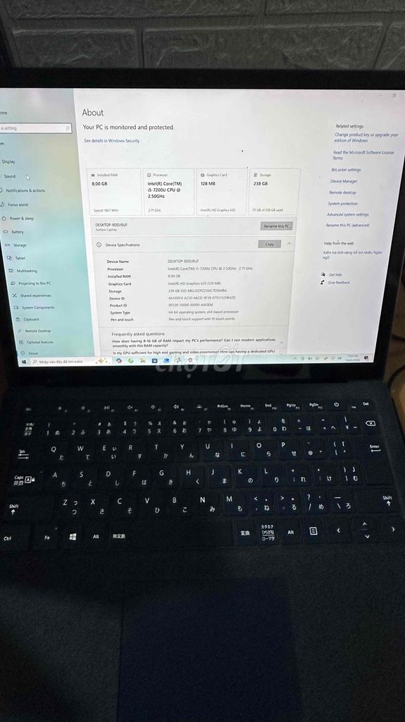 Microsoft Surface Laptop i5 8GB/238GB. Mua bán Laptop tại Huyện Thanh Trì Hà Nội được đăng bởi Đăng Đăng hình 1