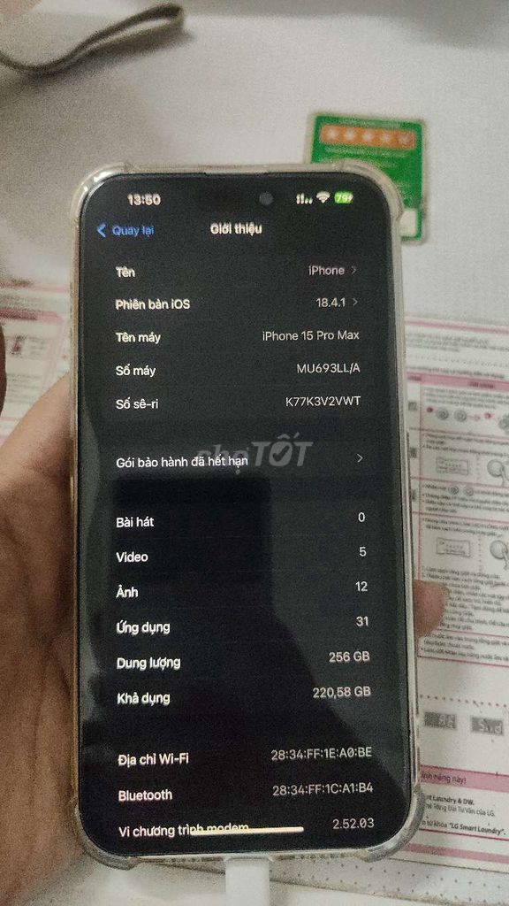 iPhone 15 Pro Max 256GB. Mua bán Điện thoại tại Quận Hà Đông Hà Nội được đăng bởi Dinh Quan hình 1