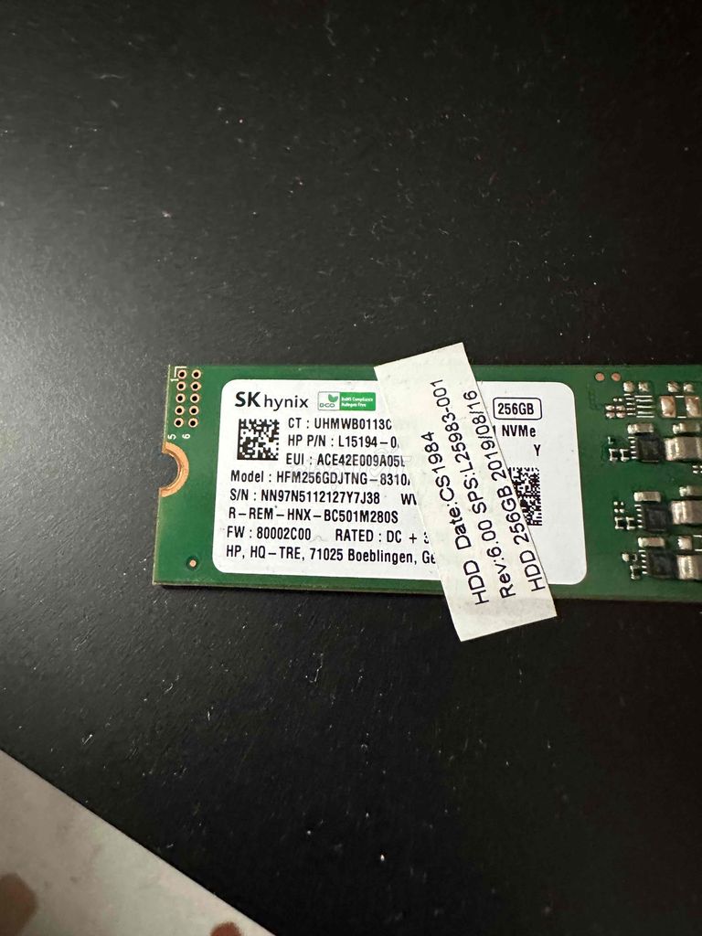 ssd m2 2280 nvme 256gb skhynix 95% health. Mua bán Linh kiện (RAM, Card...) tại Quận Gò Vấp Tp Hồ Chí Minh được đăng bởi Nguyễn Nhật Long hình 1