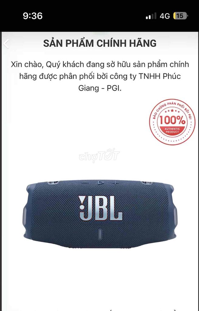 Loa Bluetooth JBL Charge 6 Xanh đậm. Mua bán Tivi, Âm thanh tại Quận Hoàng Mai Hà Nội được đăng bởi Vietanh Dinh hình 1