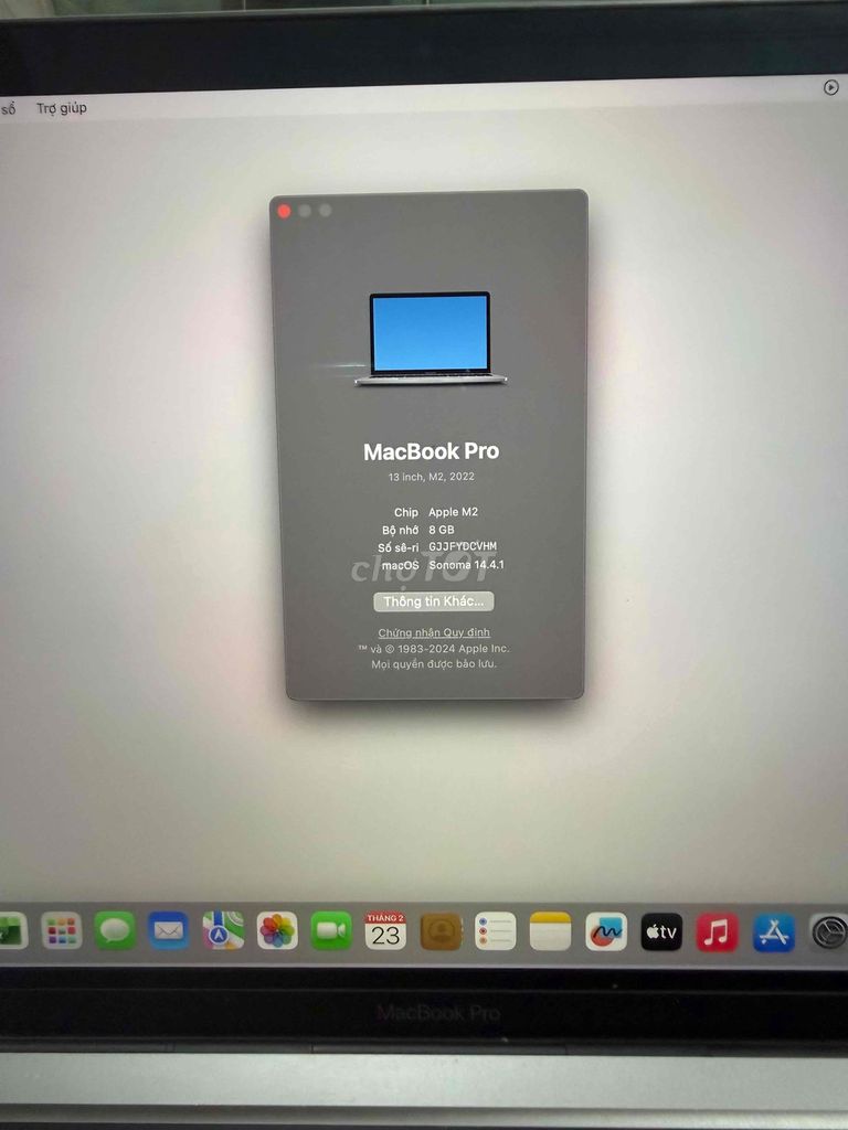 Apple MacBook Pro M2 13 inch 8GB/256GB. Mua bán Laptop tại Thành phố Thủ Đức Tp Hồ Chí Minh được đăng bởi đỗ huy hình 1