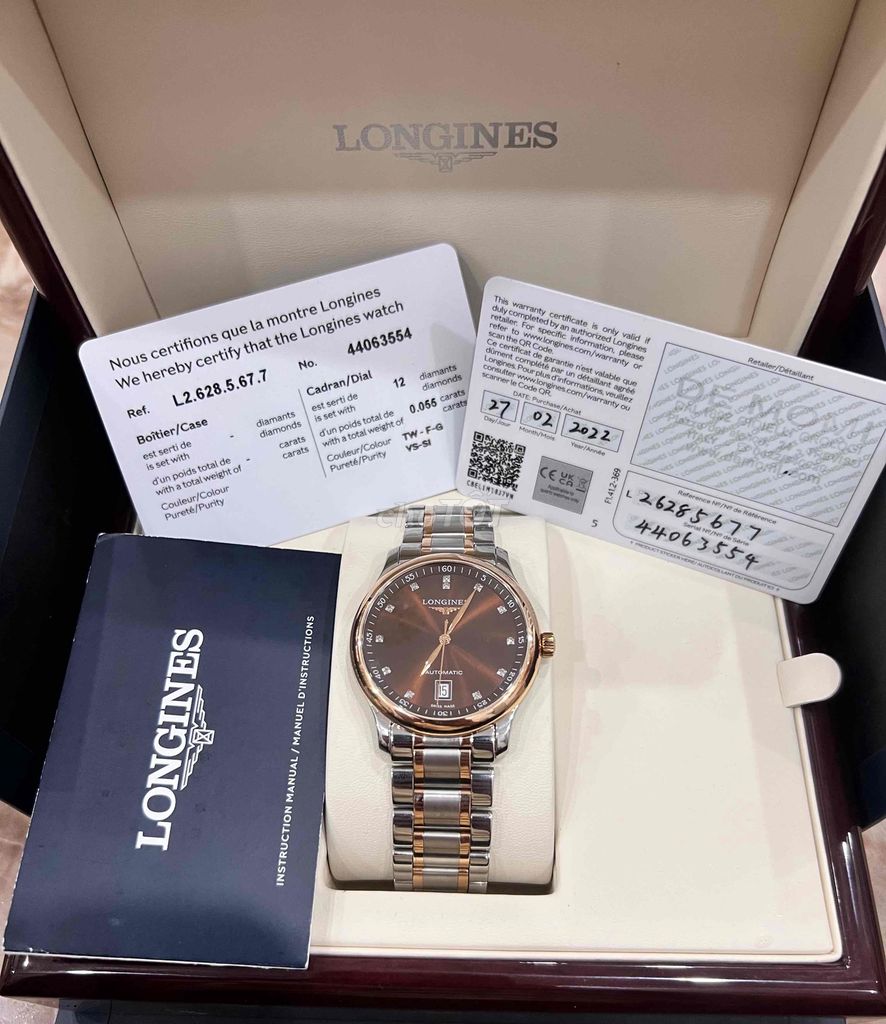 Longines Master Demi Hồng FullBox Thẻ