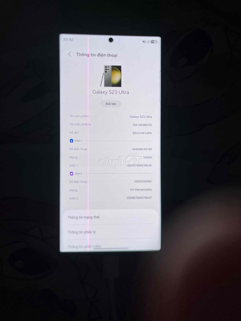Samsung S23 Ultra 8GB/256GB Xám Đã sử dụng. Mua bán Điện thoại tại Huyện Hóc Môn Tp Hồ Chí Minh được đăng bởi nghia phan hình 1