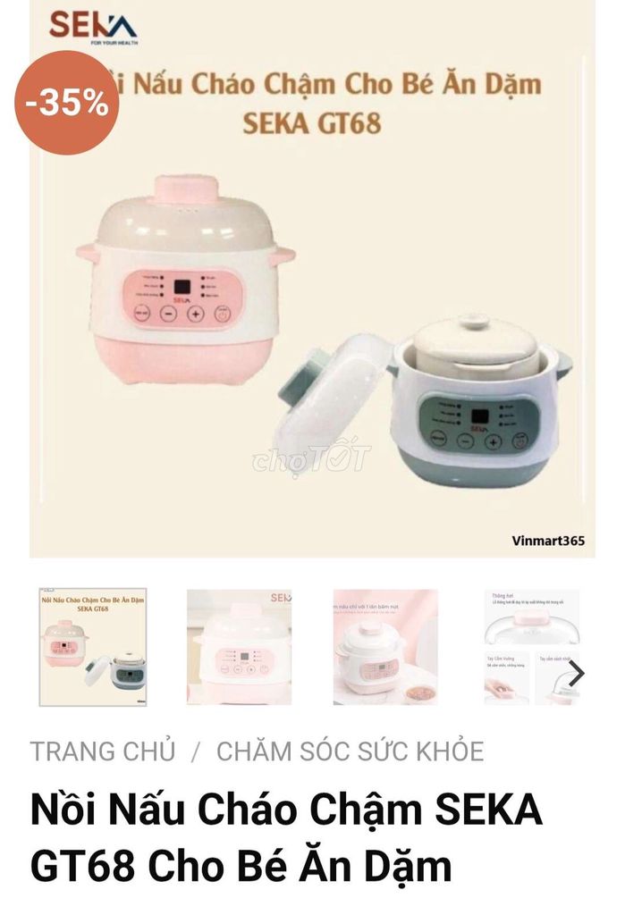 Nồi nấu cháo chậm SEKA GT68 Hồng Xanh. Mua bán Mẹ và bé tại Quận 4 Tp Hồ Chí Minh được đăng bởi Ngọc Phương  hình 1