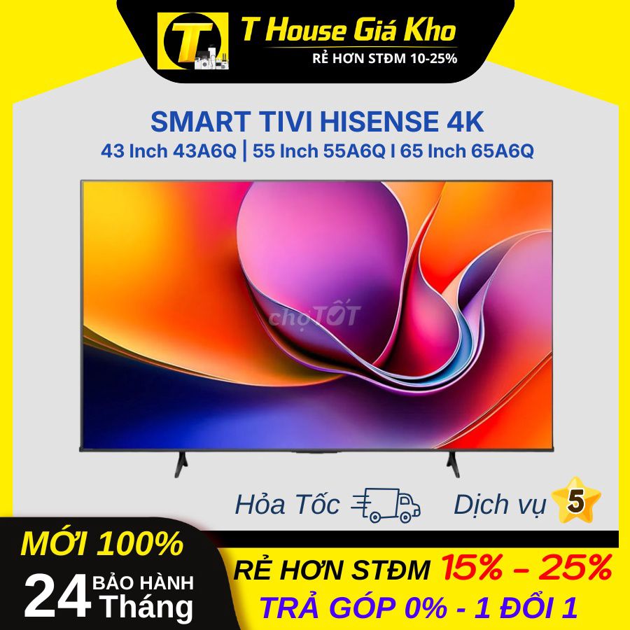 Smart Tivi Hisense 4K 65" 55" 43" 65A6Q MỚI 100%. Mua bán Tivi, Âm thanh tại Quận Bình Thạnh Tp Hồ Chí Minh được đăng bởi TMOBILE GIÁ TỐT NHẤT hình 1