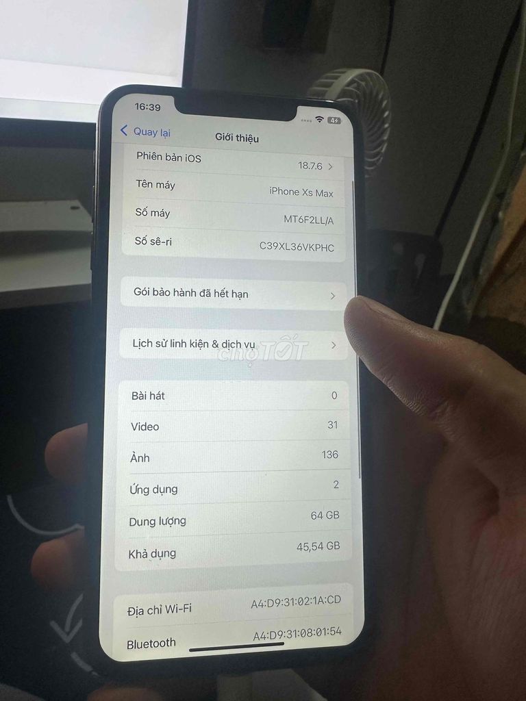 Apple iPhone XS Max 64GB Đen Đã qua sử dụng. Mua bán Điện thoại tại Quận Bắc Từ Liêm Hà Nội được đăng bởi Kkeenn hình 1