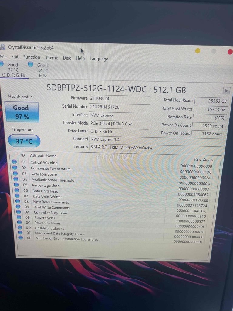 Ổ cứng NVME  512G-1124 NVMe PCIe 3.0 x4 Đã s. Mua bán Linh kiện (RAM, Card...) tại Quận Hoàng Mai Hà Nội được đăng bởi nguyen hình 1