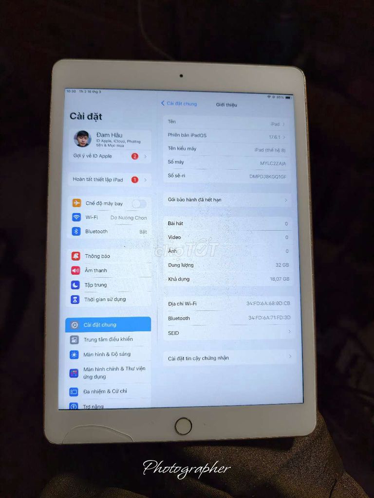 Ipad gen 8 ban wifi 32g. Mua bán Máy tính bảng tại Thành phố Vị Thanh Hậu Giang được đăng bởi máy củ giá tốt  hình 1