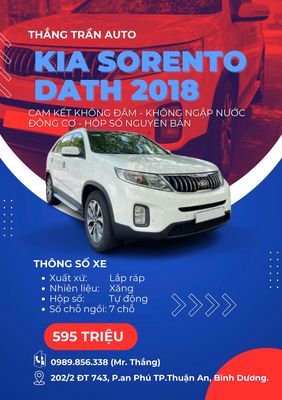 Kia Sorento Trắng 2.2 DATH full dầu Sản xuất: 2018