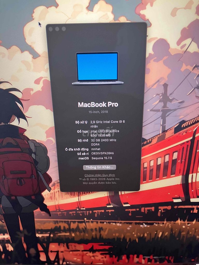 Apple MacBook Pro 2018 i9 32GB/1TB cũ. Mua bán Laptop tại Quận Đống Đa Hà Nội được đăng bởi Minh Nhật hình 1
